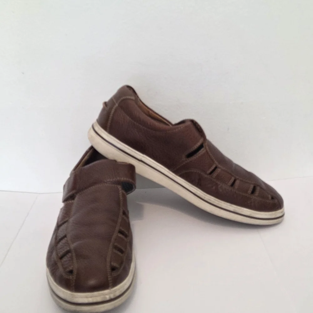 Johnston & Murphy Fisherman Style Leather Sheepskin Comfort Sandals Mens' Sz 13